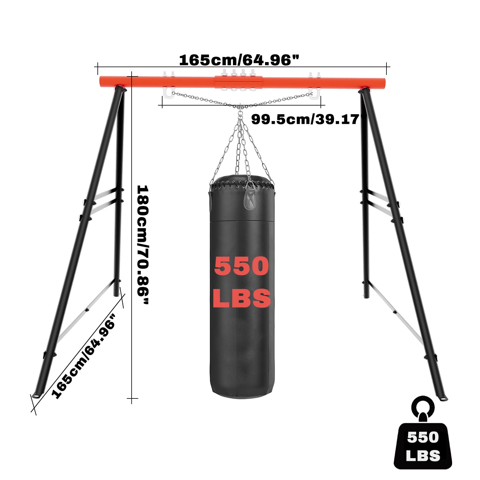 IVV Swing Stand for Porch, Outdoor Heavy Duty Swing Frame, Steel Metal Frame with 4 Ground Pegs, 73" Height Holds Up to 550lbs, Red (Swing NOT Included)