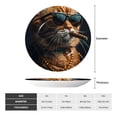 thumbnail image 2 of Picia Dapper Cat in Sunglasses Pattern Bone China Decorative Plate – Wall Decor with Stand and Adhesive, Elegant Ornament for Living Room, Office, or Entryway-7in, 2 of 6