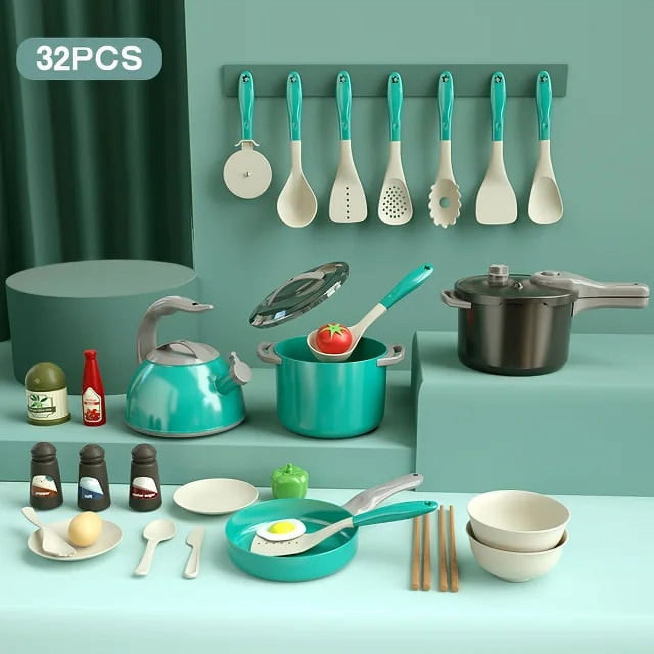 AQXONG Accessoire Cuisine Enfant, Jouet De Jeu De Rôle De Chef Pour Enfants Pots Et Casseroles Jouet Jeu De Role De Chef Ad Amz B