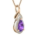 thumbnail image 2 of Dazzlingrock Collection 10X7mm Pear Amethyst & Round White Diamond Teardrop Pendant for Women with 18 Inch Gold Chain (0.15 ctw, Color I-J, Clarity I2-I3) in 10K Rose Gold, 2 of 5