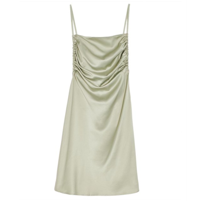 Danielle Bernstein Womens Solid Open Back Slip Dress, medgreen, 8