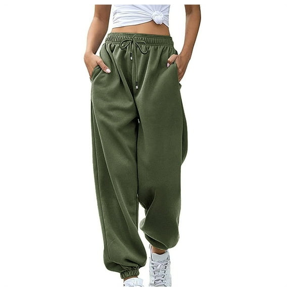 Baggy Sweatpants for Women Cinch Bottom Sweatpants Drawstring Waist Wide Leg Pants Casual Joggers with Pockets