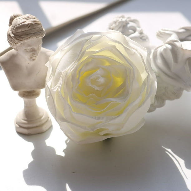 Flores de seda artificial, Decoración de brotes de rosa falsos DIY, Blanco