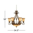 thumbnail image 6 of Kathy Ireland Sterling Estate Golden Bronze Chandelier 34 1/2" Wide Rustic Champagne Bowl Shade 9-Light Fixture for Dining Room House Kitchen Island, 6 of 7