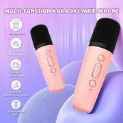 BONAOK Mini Karaoke Machine, Portable Karaoke Speaker with 2 Wilreless Microphones for Home Party, Birthday Gifts, Pink