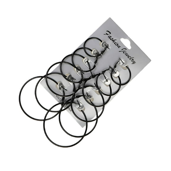 DESIGNICE 6 Pairs/Set Hoop Earrings Women Jewelry Circle Fashion Black White Charm Simple