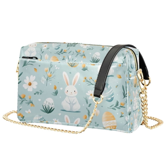 FORMRS Women Crossbody Purse with Chain Strap Vegan Leather Shoulder Handbag, Floral Easter