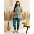 thumbnail image 3 of XL LOVE By Janasya Indian Women's Plus Size Sage Dobby Georgette Floral Regular Top, 3 of 5