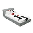 thumbnail image 2 of Ambesonne Valentines Fitted Sheet & Pillow Sham Set, Cats Balloons, Twin, Vermilion Black, 2 of 2