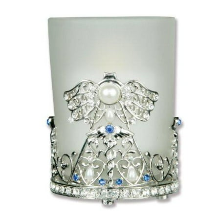 - Nurse Candle Holder Frosted Glass & Metal Filigree Angel Jeweled Caduceus - Gift for Nurse - 3 Inch