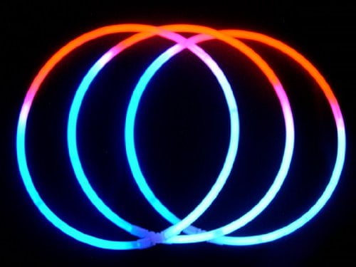 blue and white glow sticks