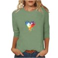 thumbnail image 3 of QTOCIO 3/4 Hauts à Manches pour Femmes, Hauts d'Été à Manches 3/4 pour Femmes, Vêtements de Mode Printemps/été pour la Saint-Valentin, T-shirt à Manches 3/4 Col Rond, 3 of 5