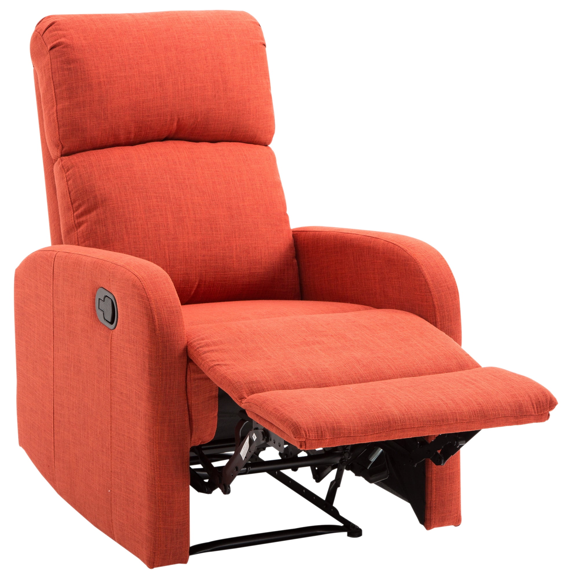 Linen Fabric Manual Recliner Lounger Chair with Footrest - Red