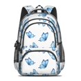 thumbnail image 2 of Butterfly and Watercolor Blue Pattern Backpack for School, Cute School Bag with Adjustable Shoulder Straps and Padded Back, 16.9"x12.6"x5.9", 2 of 5