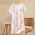 thumbnail image 2 of Chemise de Nuit pour Femmes, Manches Courtes à Col Rond Imprimé, Robe d'Allaitement, Rayonne Spandex Douce, Robe de Détente Longueur Genou, 2 of 5