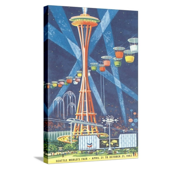 Art.com Space Needle, Seattle World's Fair Stretched Canvas Print Wall Art, 16" x 24"