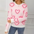 thumbnail image 4 of AGWOLF Cozy Sweaters for Women Cute Knit Heart Print Pullover Oversized Long Sleeve Tops Fall Winter Jumper, 4 of 9