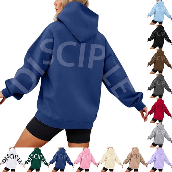 CAIXIA Womens Hoodies DISCIPLE Hoodie Sweatshirt Men Women Oversized Fashion Letter Printed Streetwear Hooded Pullover with Pocket,Black