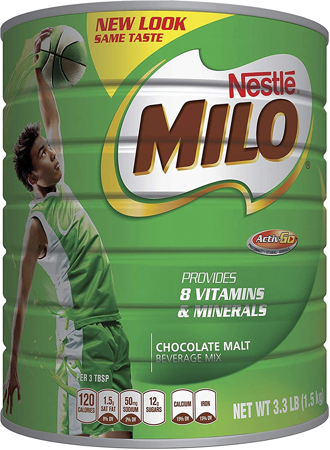 NineChef Bundle - NESTL MILO Chocolate Malt Beverage Mix, 3.3 Pound Can (1.5kg) | Fortified Powder Energy Drink (pack 1) Plus One NineChef Brand Long Handle Coffee Spoon