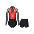 thumbnail image 2 of Eandarui Womens Ballet Dance Costume Sparkly Metallic Gymnastic Dance Performance Outfit Red XXL, 2 of 5
