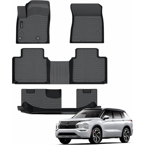 Auxko All Weather Floor Mats Fit for Mitsubishi Outlander 2026-2022(Not phev or Sport) TPE Rubber Liners Outlander Accessories All Season Guard Odorless Anti-Slip Floor Mats 3 Row
