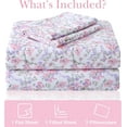 thumbnail image 2 of Floral Queen Sheets Soft Breathable Microfiber Vintage Printed Bed Sheet Set Deep Pocket Fitted Sheet Included Flower Pattern, 2 of 7