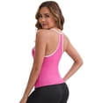 thumbnail image 2 of DARING DIVA Women's Colorblock Ice Silk Spaghetti Straps V Neck Tank Top XL Rose Red, 2 of 6