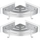 thumbnail image 1 of Estante de Ducha Esquinero Sin Taladro Aluminio Aeronáutico con 2 Ganchos para Ducha Soporte Antioxidante Autoadhesivo para Artículos de Baño 2 Piezas (Plata), 1 of 4