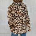 thumbnail image 4 of Cardigans on Clearance Fashion Women's Leopard Faux-Fur Fuzzy Warm Winter Oversized Outwear Long Coat, 4 of 9