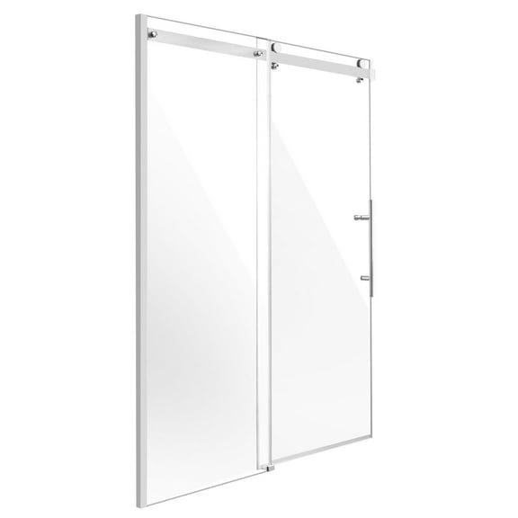 KFFKFF Frameless Sliding Shower Door, 58-59 W x 75 H in, Clear 5/16 in (8mm) Tempered Glass with Waterproof and Stain-Resistant Coating, Durable Stainless Steel Hardware, Chrome Finish