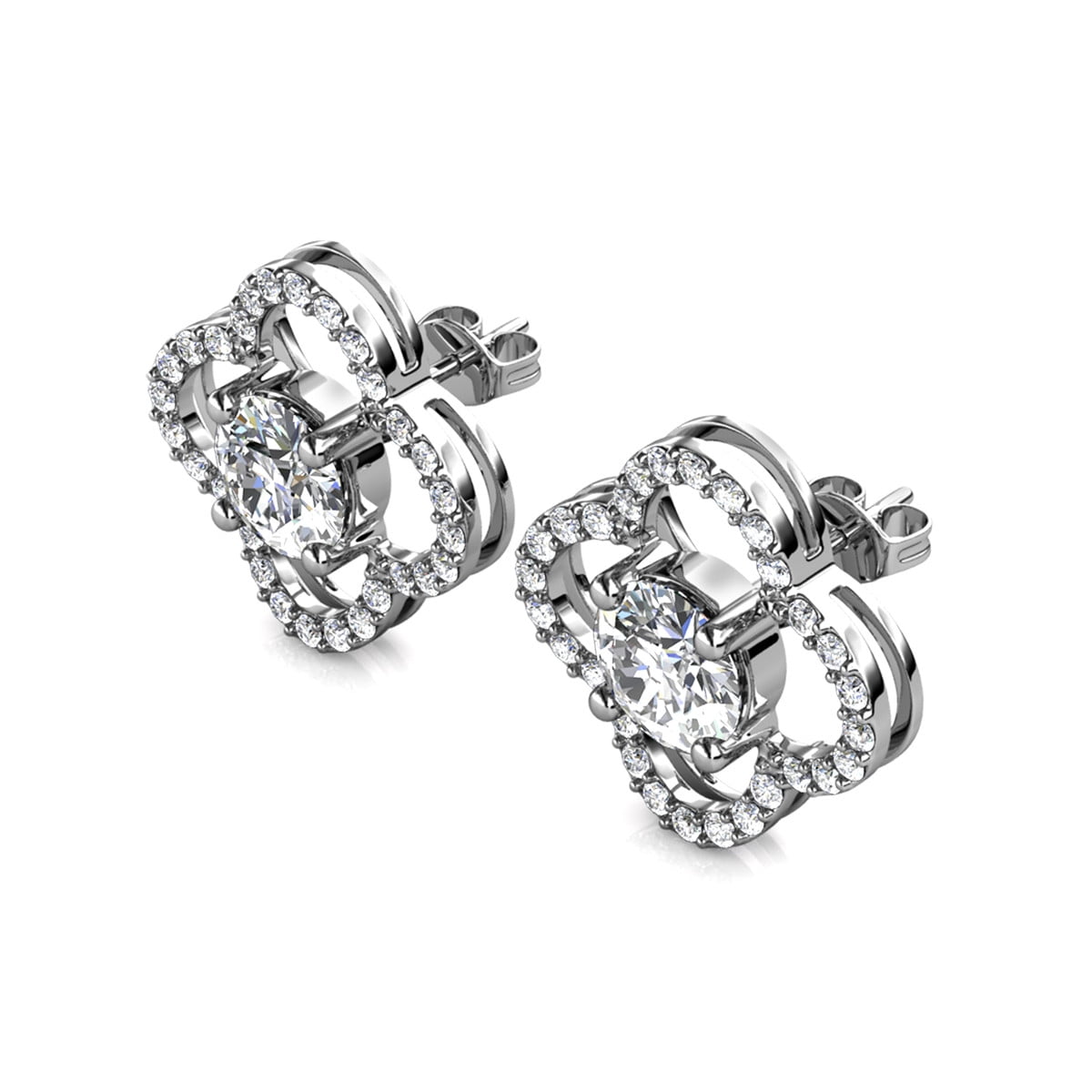 Moissanite by Cate & Chloe Charlotte 925 Sterling Silver Stud Earrings 1.0TCW for Women, Gift for Her