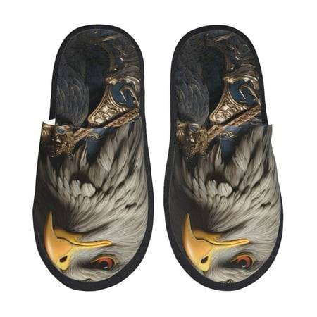 

Tideii Noble Style Bald Eagle for Home Indoor Cotton Slippers Autumn and Winter EVA Plush Slippers Household Supplies Unisex-Large