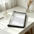 thumbnail image 6 of Leodye 1PCS Transparent PVC Zipper Loose-Leaf Folder, Two-Color Edge Design, Multifunctional Notebook Cover and File Storage Bag -7.9*5.5*1.2in, 6 of 7