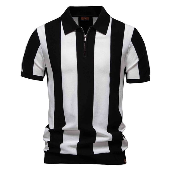 Afdoent Golf Polo Shirts For Men Stripe Print Short Sleeve Polo Shirt Top Leisure Fashion Vacation Classic