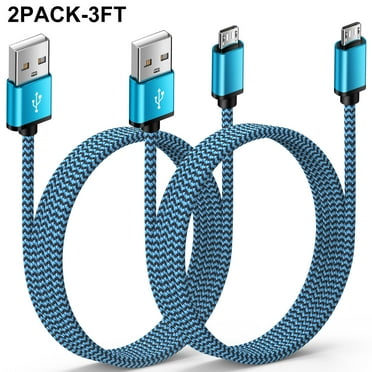 Micro USB Cable,HopePow 2pack 3ft Micro Charger Cable 3 Feet Port Extra Long Charging Cord Nylon Braided High Speed Fast Charging Phone Chargers for Android Charger Cable USB to Micro B for Samsung