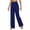 Blue1, variant on Stylish Loose Solid Color High Waist Straight Leg Pants with Pockets Womens Soft Comfortable Elastic Waisted Basic Sports Leisure for Daily Commuter Wear White XL