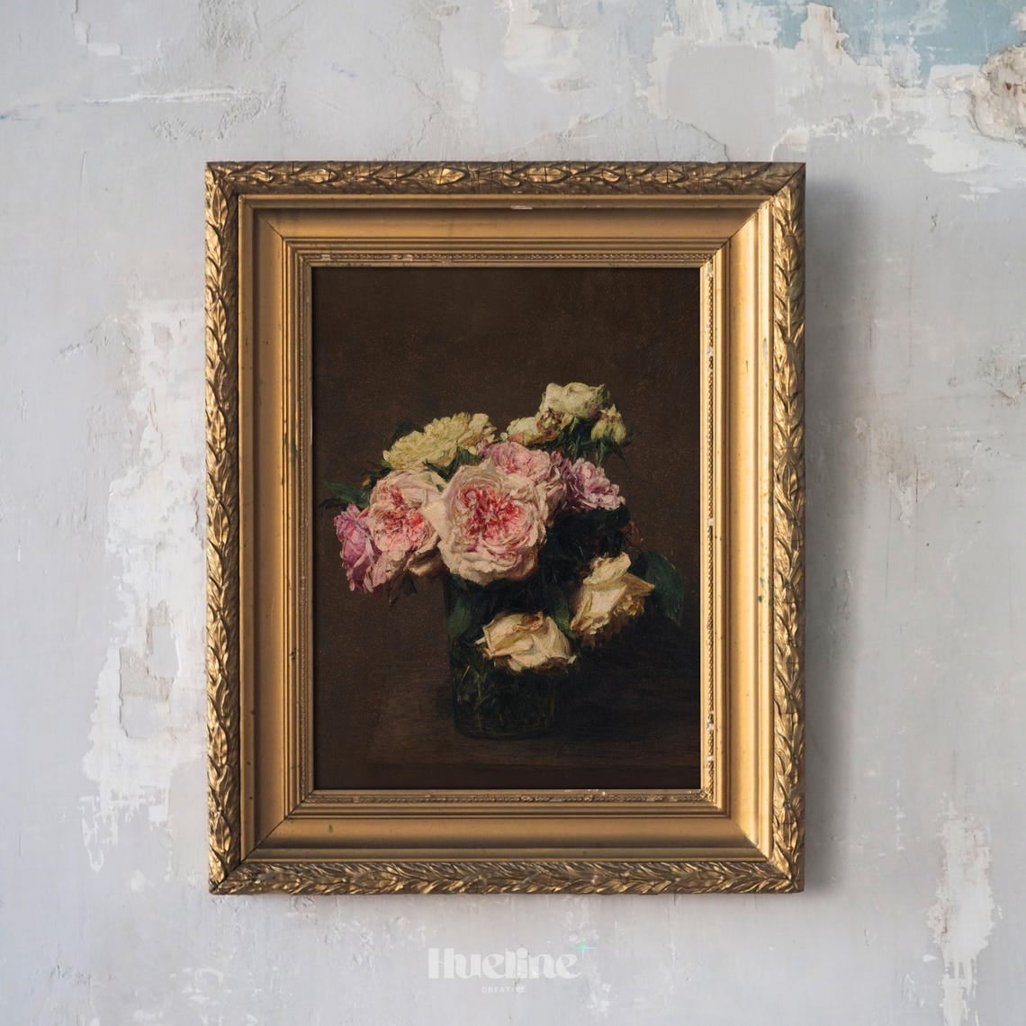 Vintage Floral Still Life Print Dark Romantic Roses In Vase Wall Art L1149
