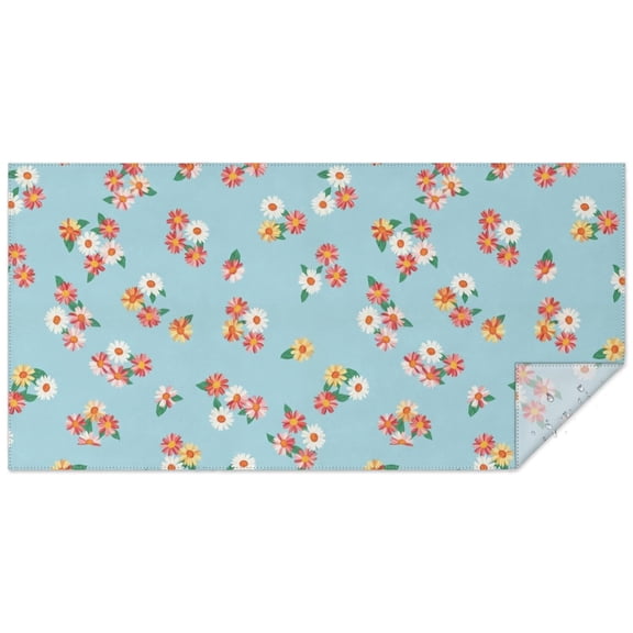 Pioneer Flower Floral Print Pattern Rectangle Tablecloth 60"x120", Waterproof Polyester Table Cloth, Wipeable Spillproof for Dining Camping Indoor Outdoor