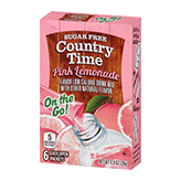 (3 pack) (3 Pack) Country Time On-The-Go Sugar-Free Pink Lemonade Powdered Soft Drink, 6 - 0.9 oz Packets