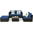 thumbnail image 6 of Costway 5PCS Patio Rattan Furniture Set Sectional Conversation Sofa w/ Coffee Table Navy, 6 of 10