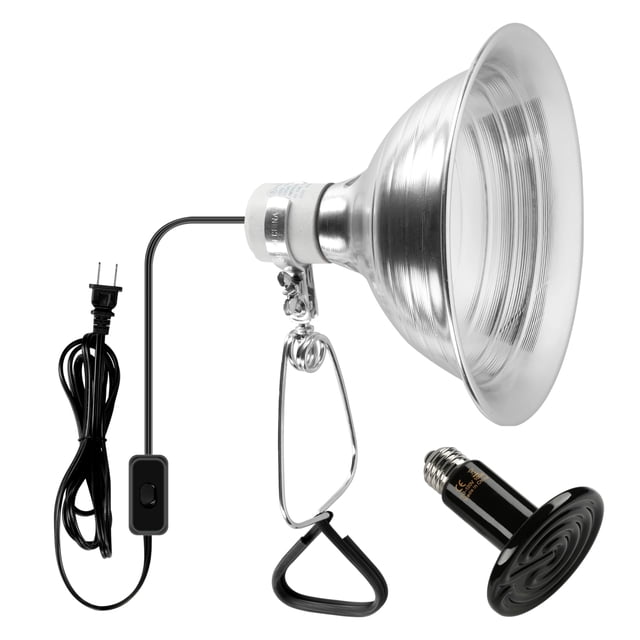 Lámpara térmica de cerámica para reptiles, 100 W, más lámpara de pinza de 150 W, simple deluxe