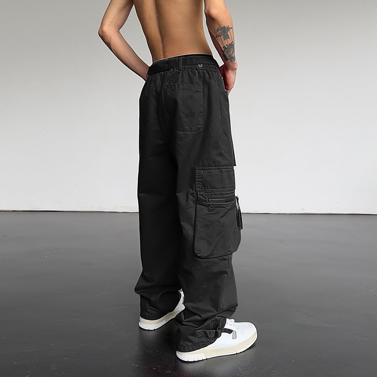 mnml,ミニマル,zipper denim baggy cargo pants/khaki/