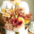 thumbnail image 4 of Artificial Fake Flowers Plants Silk Flower Arrangements Wedding Bouquets Decorations Plastic Floral Table Centerpieces for Home Kitchen Garden Party Décor (Autumn red), 4 of 14