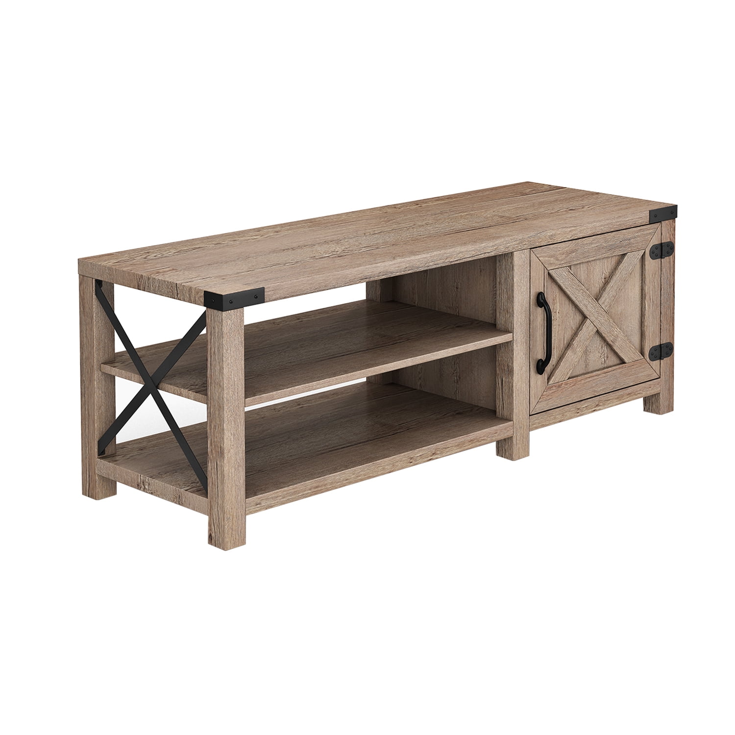 Kadyn Modern Farmhouse Shoes Bench, Particle Board Bench for Entryway Living Room, Light Brown Shoes Bench, Tobacco Wood, Without Seat Cushion