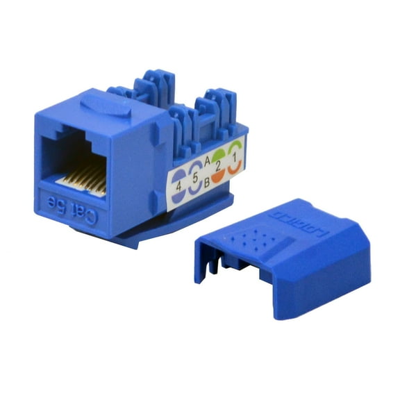 25 pack lot Keystone Jack Cat5e Blue Network Ethernet 110 Punchdown 8P8C