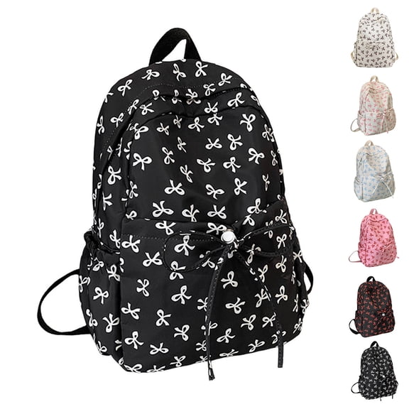 School Backpacks Bow Backpack Cute Preppy Daypack for Teen Girls School College Bookbag Black One Size