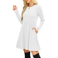thumbnail image 4 of purcolt Long Sleeve Sweater Dress for Women Crew Neck Empire Waist Baby Doll Knee Length Dresses Casual Tunic Fall Dresses, 4 of 9