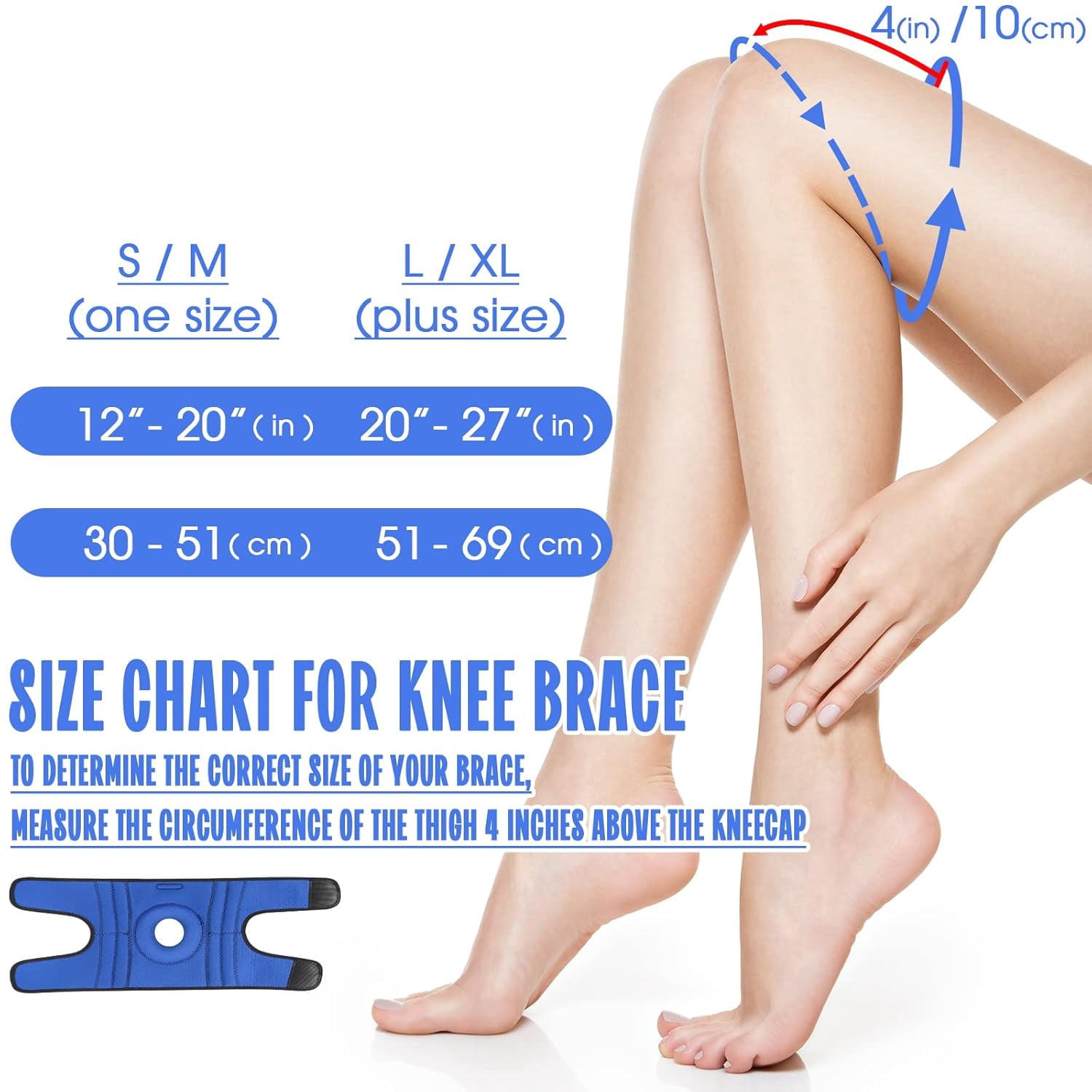 Knee Brace for Knee Pain, Adjustable Compression Support with Patella Gel Pad & Side Stabilizers, Knee Wraps for Men & Women, Meniscus Tear, Arthritis, MCL, ACL, Pain Relief, Working (Blue, Onesize)
