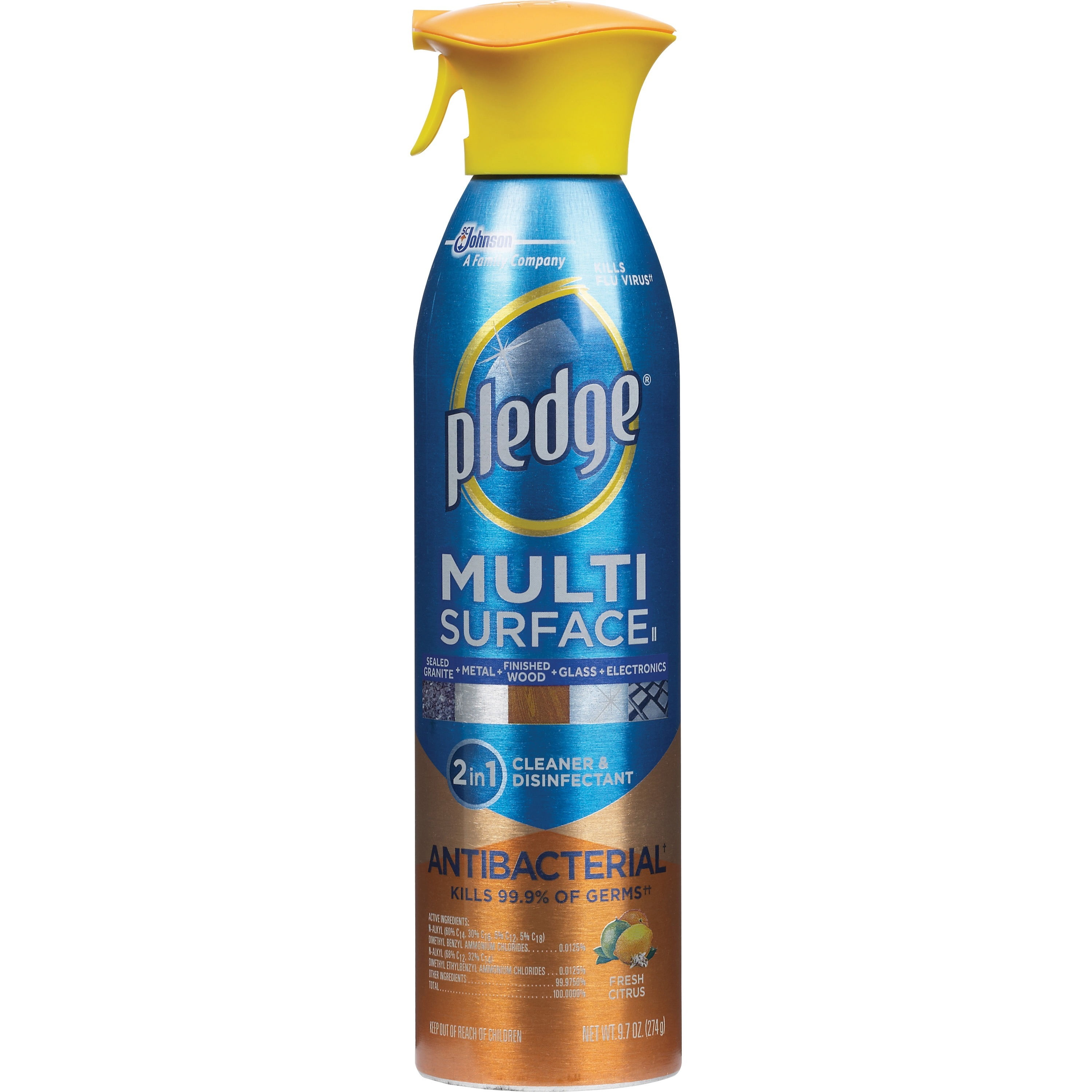 Pledge, SJN652989CT, Multi Surface II 2 in 1 Cleaner, 6 / Carton, Clear