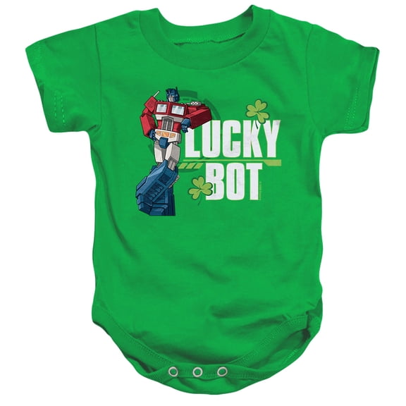 Transformers St Patrick's Day Optimus Prime Lucky Bot Unisex Infant Snap Suit for Baby, Kelly Green, Small